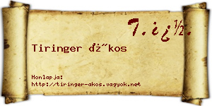 Tiringer Ákos névjegykártya